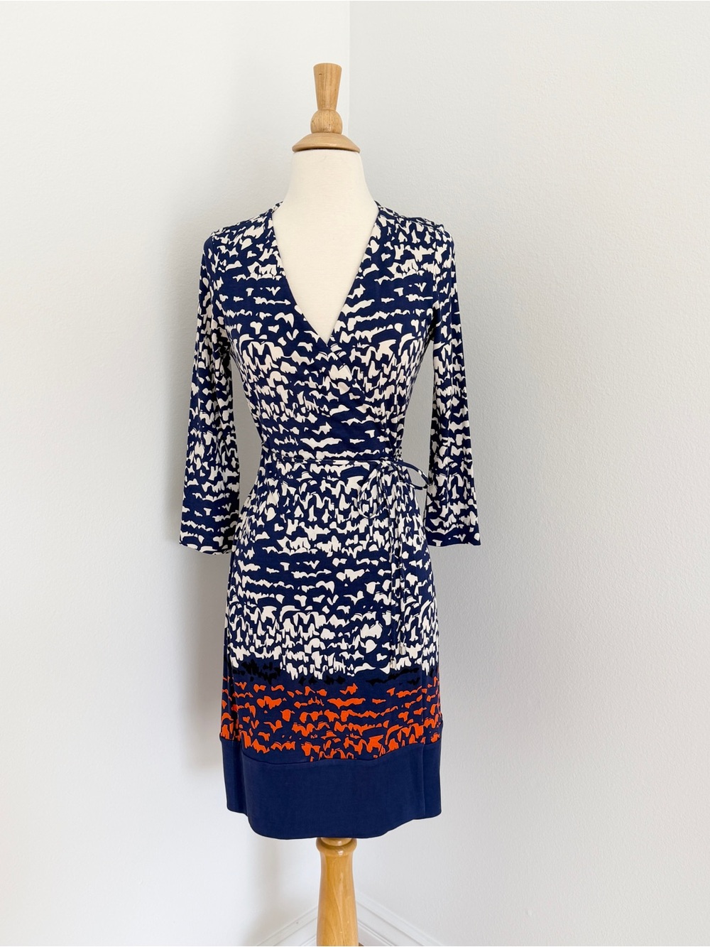 Diane Von Furstenberg Printed Silk Knit Wrap Dress